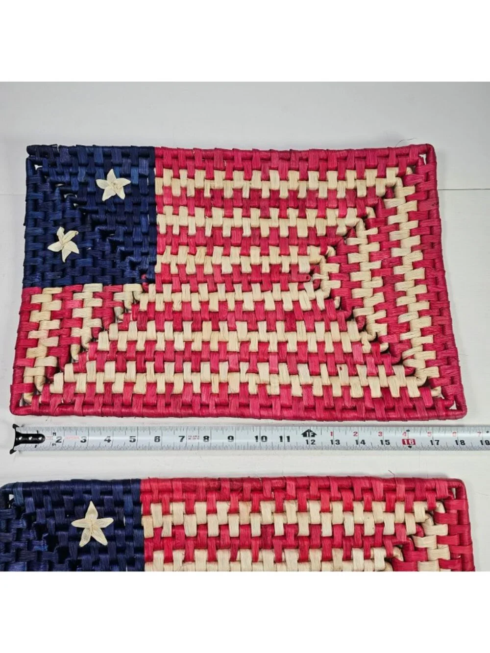 Set of 2 Wicker American Flag Placemats Red White & Blue 18